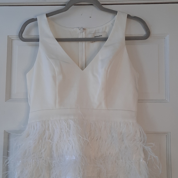 BHLDN Anthem White Feather Mini Dress New size Small - Picture 4 of 9